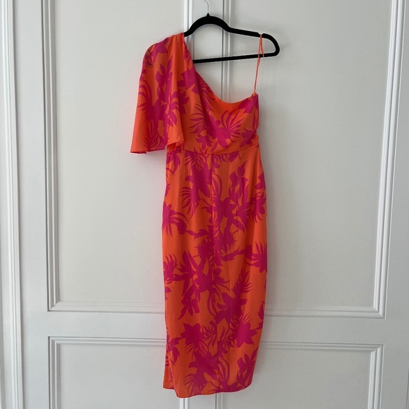 Do+Be Tropical-Print One-Shoulder Midi Dress Women's Size Large - Picture 4 of 8